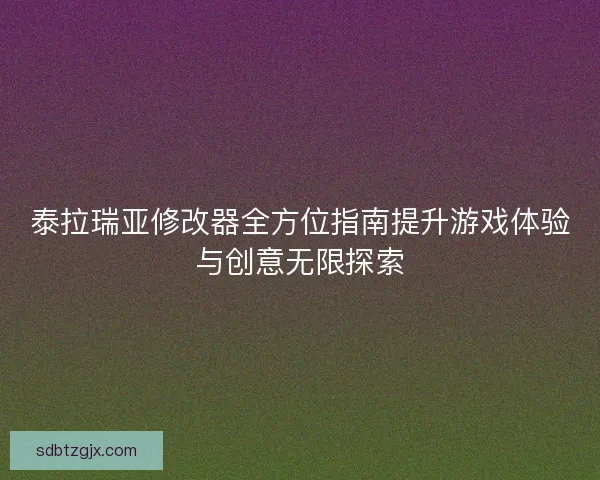 泰拉瑞亚修改器全方位指南提升游戏体验与创意无限探索