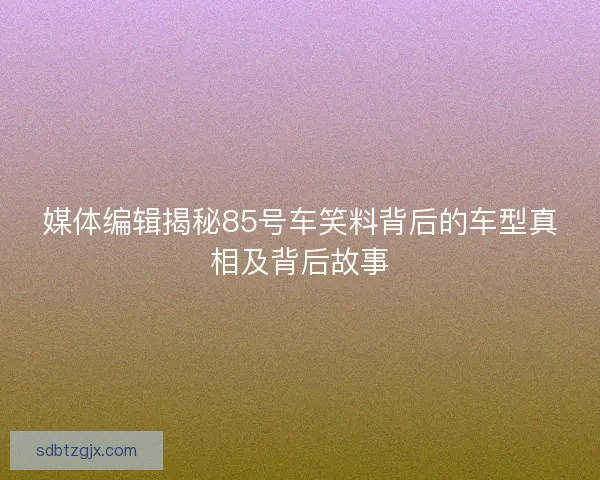 媒体编辑揭秘85号车笑料背后的车型真相及背后故事